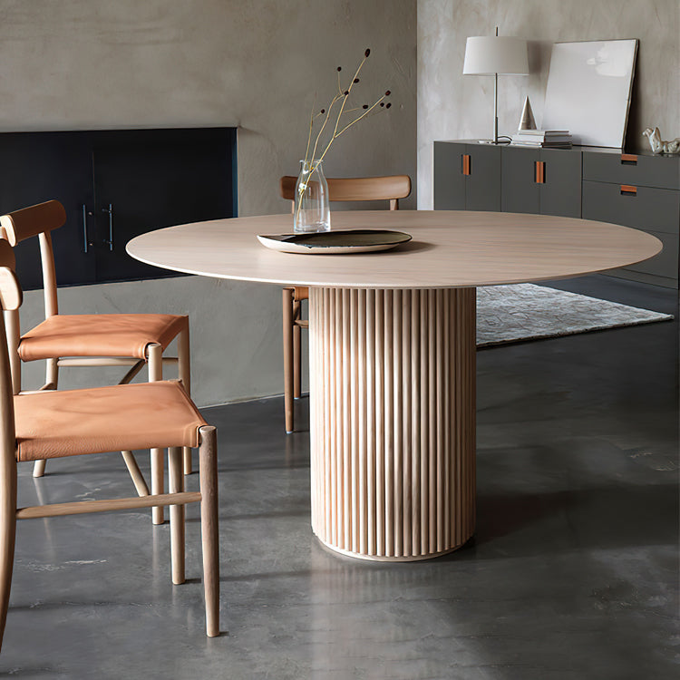 Table à manger à la maison de forme ronde Table de salle à manger en bois moderne