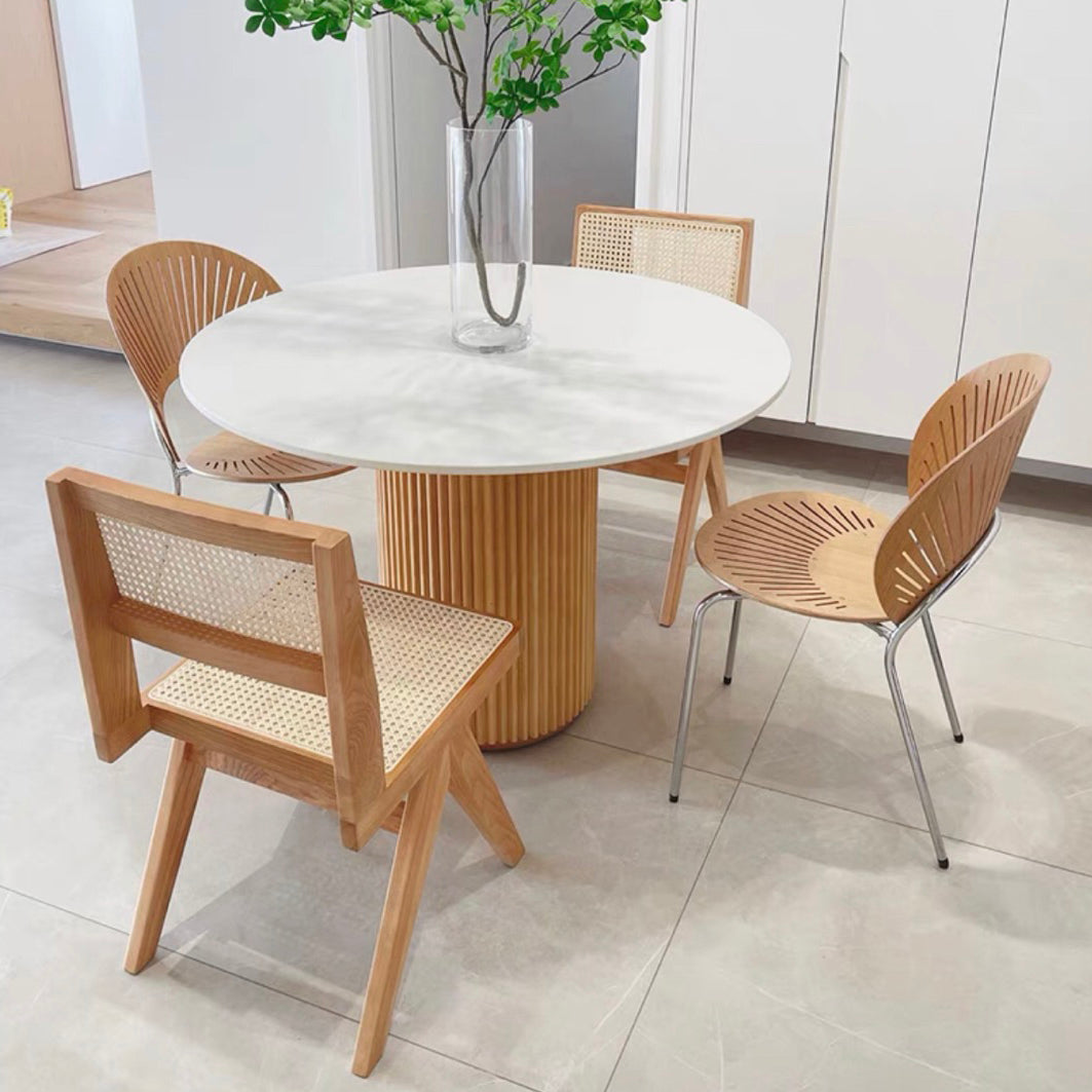 Table à manger à la maison de forme ronde Table de salle à manger en bois moderne