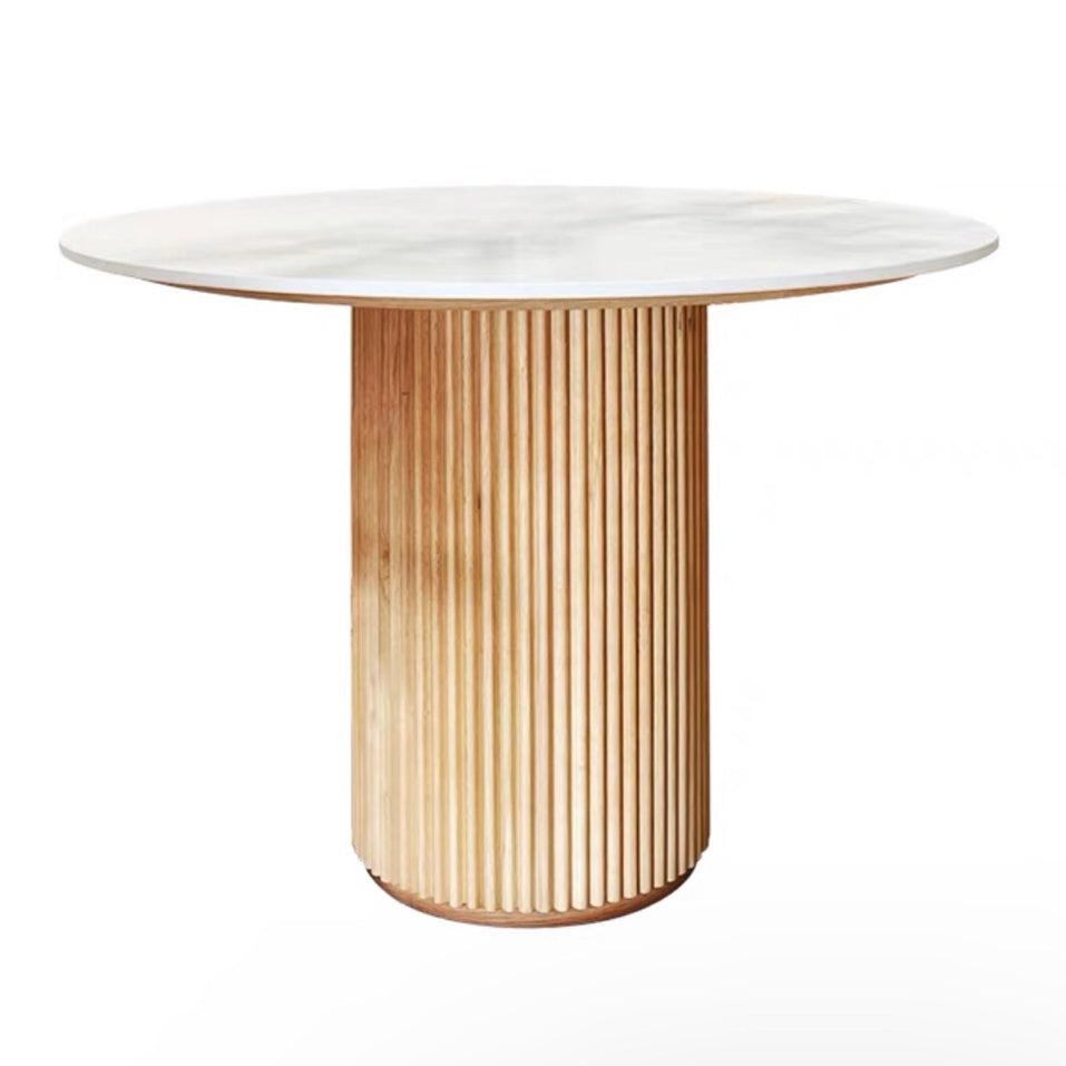 Table à manger à la maison de forme ronde Table de salle à manger en bois moderne
