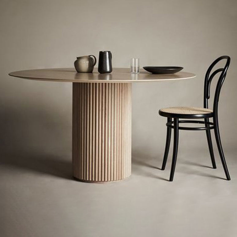 Table à manger à la maison de forme ronde Table de salle à manger en bois moderne