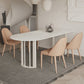 Simplicity Free Form Table Sintered Stone Top Iron Base Dining Table White 70.9"L x 35.4"W x 29.5"H Without Chairs Clearhalo 'Dining Tables & Seating' 'Dining Tables' 'dining_table' 'furn' 'furn_dining_table' 'Furniture' 'Kitchen & Dining Furniture' 5217232