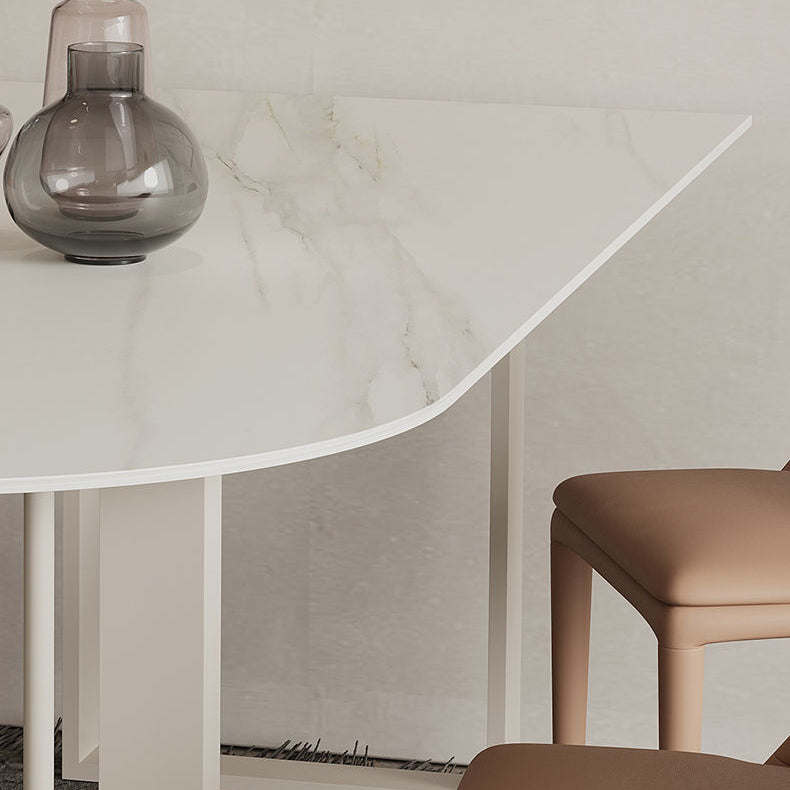 Simplicity Free Form Table Sintered Stone Top Iron Base Dining Table Clearhalo 'Dining Tables & Seating' 'Dining Tables' 'dining_table' 'furn' 'furn_dining_table' 'Furniture' 'Kitchen & Dining Furniture' 5217238