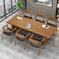 Rectangle Double Pedestal Dining Table Industrial Natural Wood and Metal Table