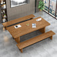 Rectangle Double Pedestal Dining Table Industrial Natural Wood and Metal Table