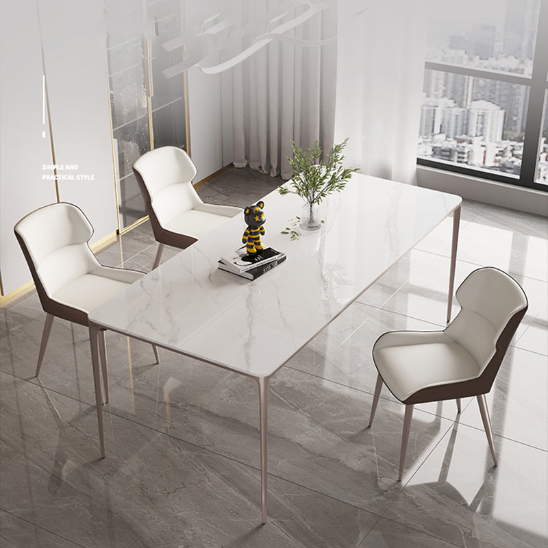 Modern Rectangle Dining Table Sintered Stone Table with 4 Legs Clearhalo 'Dining Tables & Seating' 'Dining Tables' 'dining_table' 'furn' 'furn_dining_table' 'Furniture' 'Kitchen & Dining Furniture' 5217291