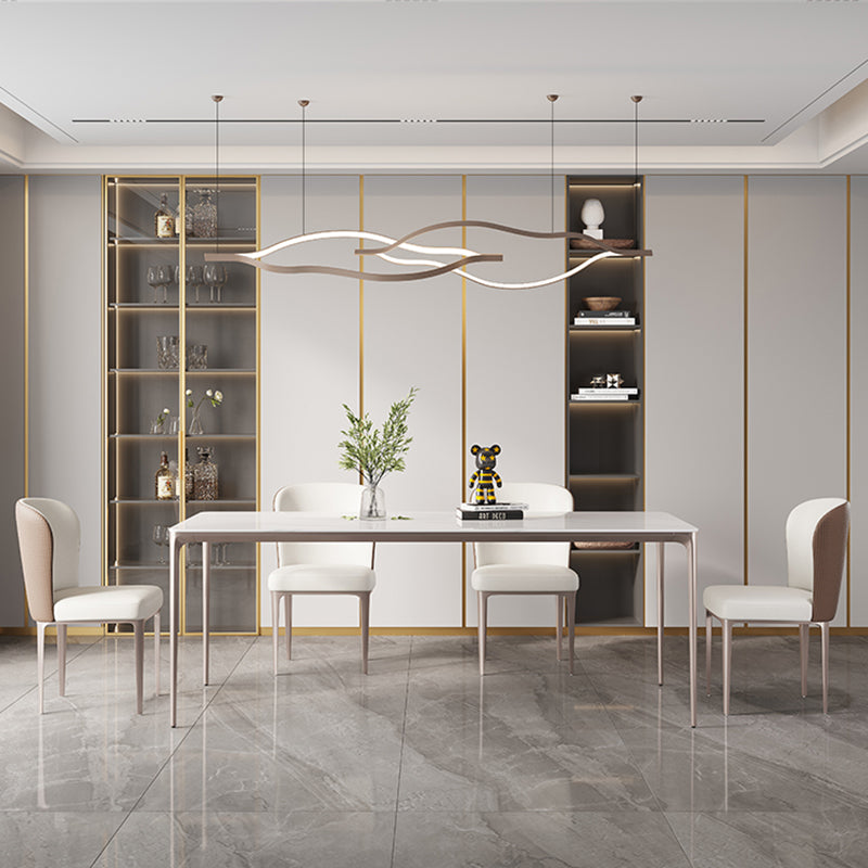 Modern Rectangle Dining Table Sintered Stone Table with 4 Legs Clearhalo 'Dining Tables & Seating' 'Dining Tables' 'dining_table' 'furn' 'furn_dining_table' 'Furniture' 'Kitchen & Dining Furniture' 5217292