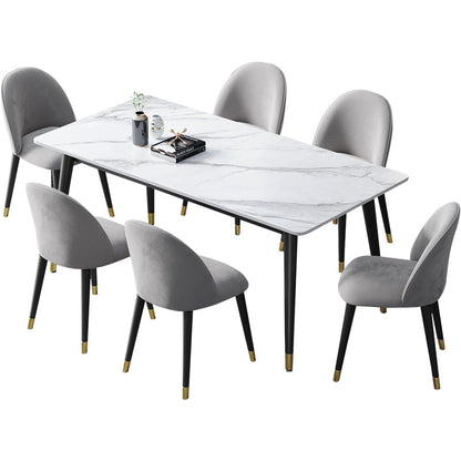 Rectangle 4 Legs Dining Table Modern Dining Room Table of Sintered Stone White Without Chairs Clearhalo 'Dining Tables & Seating' 'Dining Tables' 'dining_table' 'furn' 'furn_dining_table' 'Furniture' 'Kitchen & Dining Furniture' 5217305