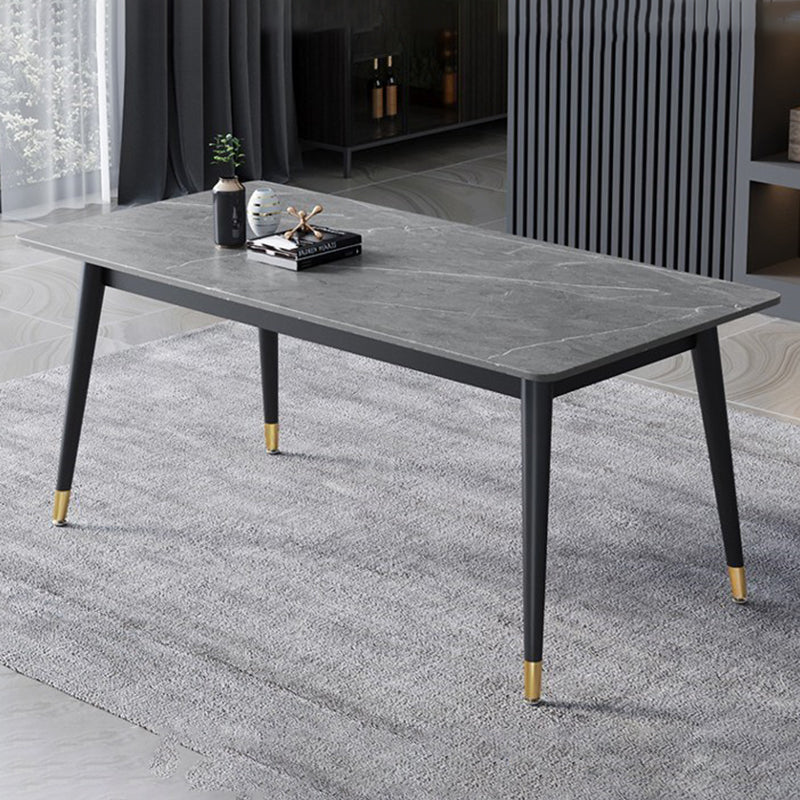 Rectangle 4 Legs Dining Table Modern Dining Room Table of Sintered Stone Clearhalo 'Dining Tables & Seating' 'Dining Tables' 'dining_table' 'furn' 'furn_dining_table' 'Furniture' 'Kitchen & Dining Furniture' 5217308
