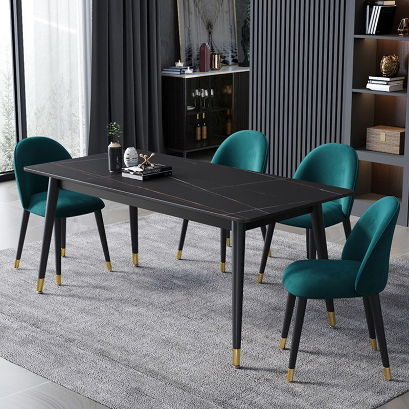 Rectangle 4 Legs Dining Table Modern Dining Room Table of Sintered Stone Clearhalo 'Dining Tables & Seating' 'Dining Tables' 'dining_table' 'furn' 'furn_dining_table' 'Furniture' 'Kitchen & Dining Furniture' 5217311