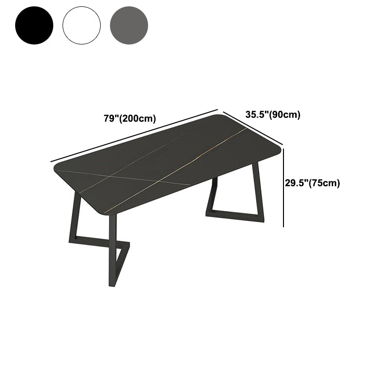 焼結された石の長方形ダイニングテーブルダブルペデスタル付きモダンダイニングルームテーブル