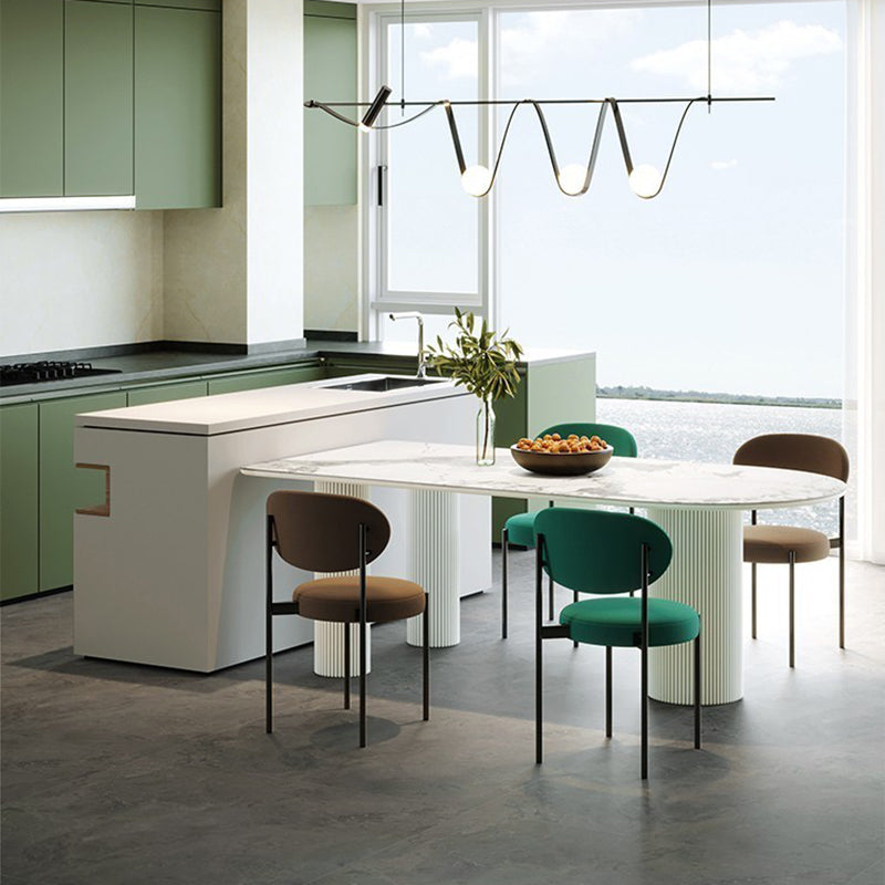 Mesa de comedor de forma gratuita Mesa de comedor de piedra sinterizada moderna para cocina