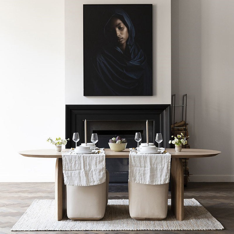 Moderno tavolo da pranzo ovale naturale tavolo in legno massiccio in legno massiccio