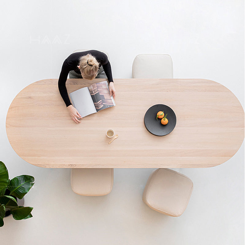 Moderno tavolo da pranzo ovale naturale tavolo in legno massiccio in legno massiccio