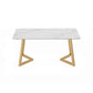 Traditional Luxury Dining Table White Stone Top Gold Base Dining Room Table White Without Chairs Clearhalo 'Dining Tables & Seating' 'Dining Tables' 'dining_table' 'furn' 'furn_dining_table' 'Furniture' 'Kitchen & Dining Furniture' 5217417