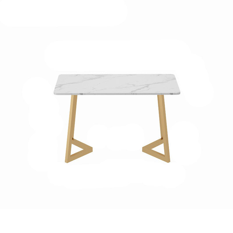 Traditional Luxury Dining Table White Stone Top Gold Base Dining Room Table White Without Chairs Clearhalo 'Dining Tables & Seating' 'Dining Tables' 'dining_table' 'furn' 'furn_dining_table' 'Furniture' 'Kitchen & Dining Furniture' 5217420