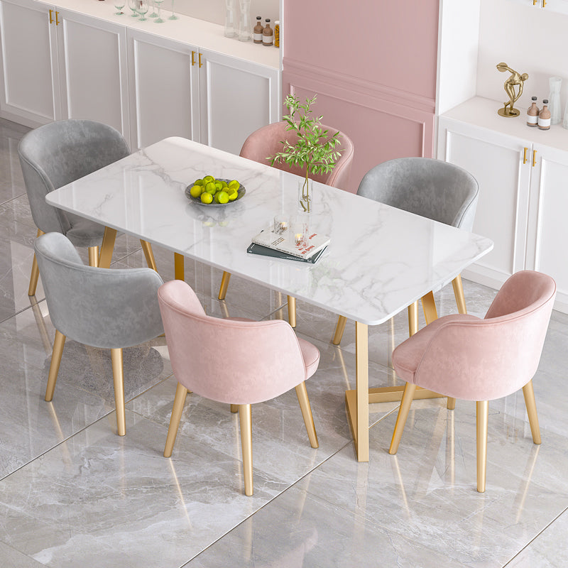 Traditional Luxury Dining Table White Stone Top Gold Base Dining Room Table Clearhalo 'Dining Tables & Seating' 'Dining Tables' 'dining_table' 'furn' 'furn_dining_table' 'Furniture' 'Kitchen & Dining Furniture' 5217421