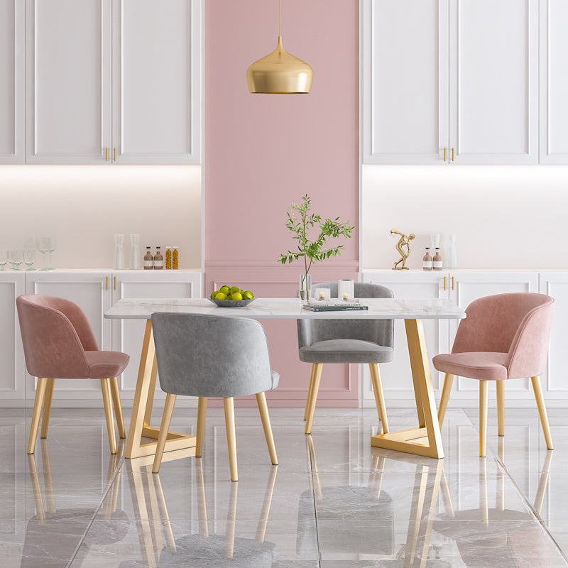 Traditional Luxury Dining Table White Stone Top Gold Base Dining Room Table Clearhalo 'Dining Tables & Seating' 'Dining Tables' 'dining_table' 'furn' 'furn_dining_table' 'Furniture' 'Kitchen & Dining Furniture' 5217422