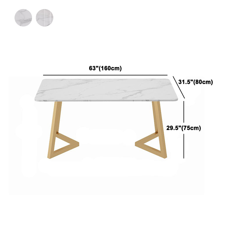 Traditional Luxury Dining Table White Stone Top Gold Base Dining Room Table Clearhalo 'Dining Tables & Seating' 'Dining Tables' 'dining_table' 'furn' 'furn_dining_table' 'Furniture' 'Kitchen & Dining Furniture' 5217425