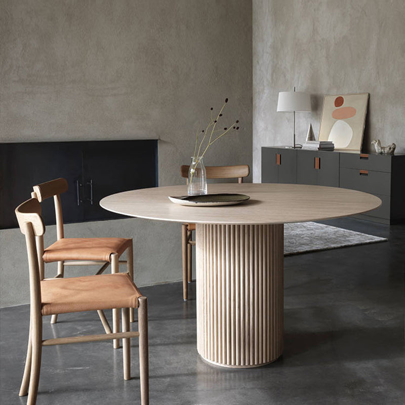 Modern White in Wood Counter Table Round Dining Table for Kitchen Natural 43.3"L x 43.3"W x 29.5"H Without Chairs Clearhalo 'Dining Tables & Seating' 'Dining Tables' 'dining_table' 'furn' 'furn_dining_table' 'Furniture' 'Kitchen & Dining Furniture' 5217430