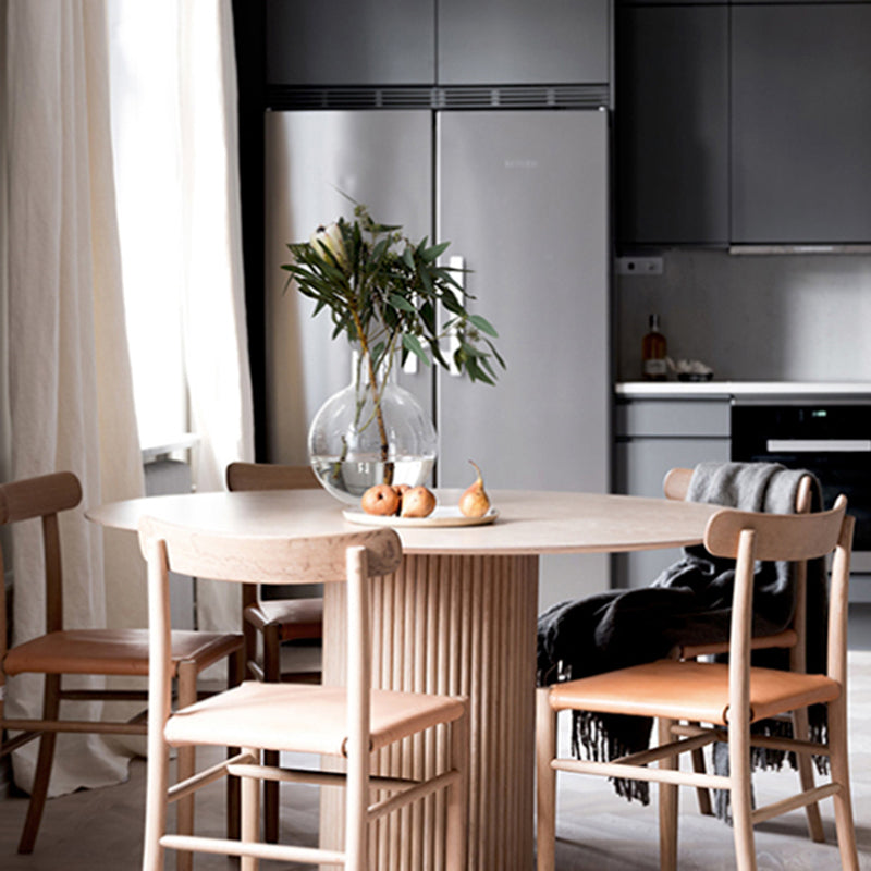 Modern White in Wood Counter Table Round Dining Table for Kitchen Clearhalo 'Dining Tables & Seating' 'Dining Tables' 'dining_table' 'furn' 'furn_dining_table' 'Furniture' 'Kitchen & Dining Furniture' 5217435