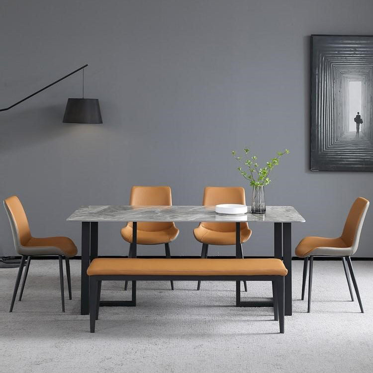 Gesinterde stenen eettafel moderne dubbele voetstuktafel voor thuisgebruik