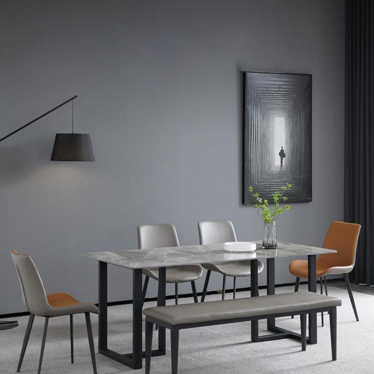 Gesinterde stenen eettafel moderne dubbele voetstuktafel voor thuisgebruik