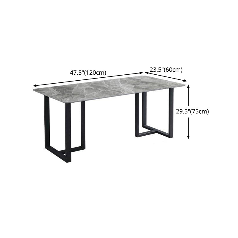 Gesinterde stenen eettafel moderne dubbele voetstuktafel voor thuisgebruik