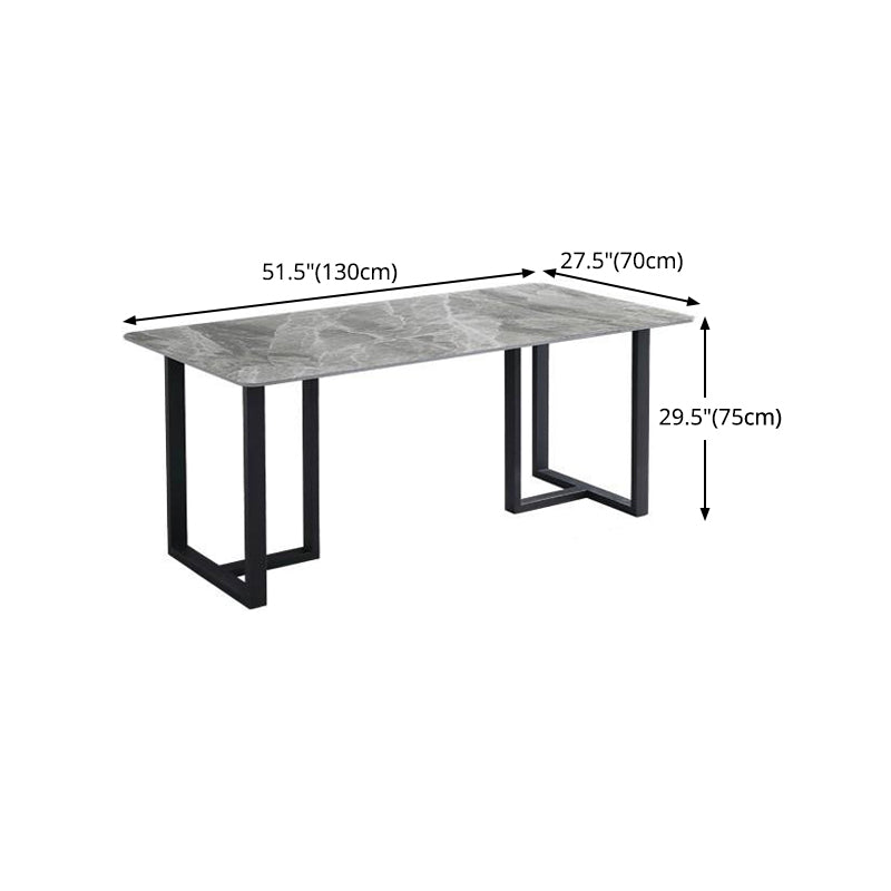 Gesinterde stenen eettafel moderne dubbele voetstuktafel voor thuisgebruik