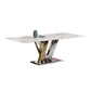 Luxury Sintered Stone Top Table Rectangle Table with Pedestal in Gold and Silver