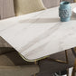 Luxury Sintered Stone Top Table Rectangle Table with Pedestal in Gold and Silver