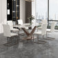 Luxury Sintered Stone Dining Table Rectangle Indoor Table with Gold Metal Pedestal