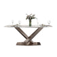 Luxury Sintered Stone Dining Table Rectangle Indoor Table with Gold Metal Pedestal