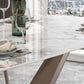 Luxury Sintered Stone Dining Table Rectangle Indoor Table with Gold Metal Pedestal
