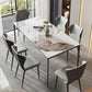 Industrial Style Rectangle Dining Table Stone Furniture with Metal 4 Legs