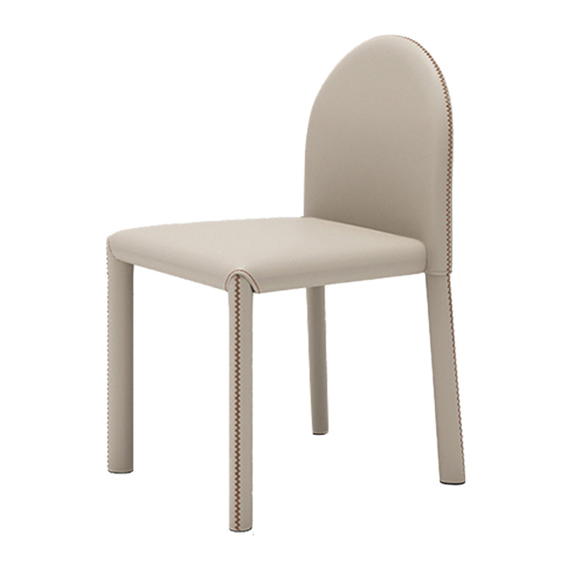 Minimalist Style Solid Back Armless Dining Chairs Leather Dining Chairs for Home