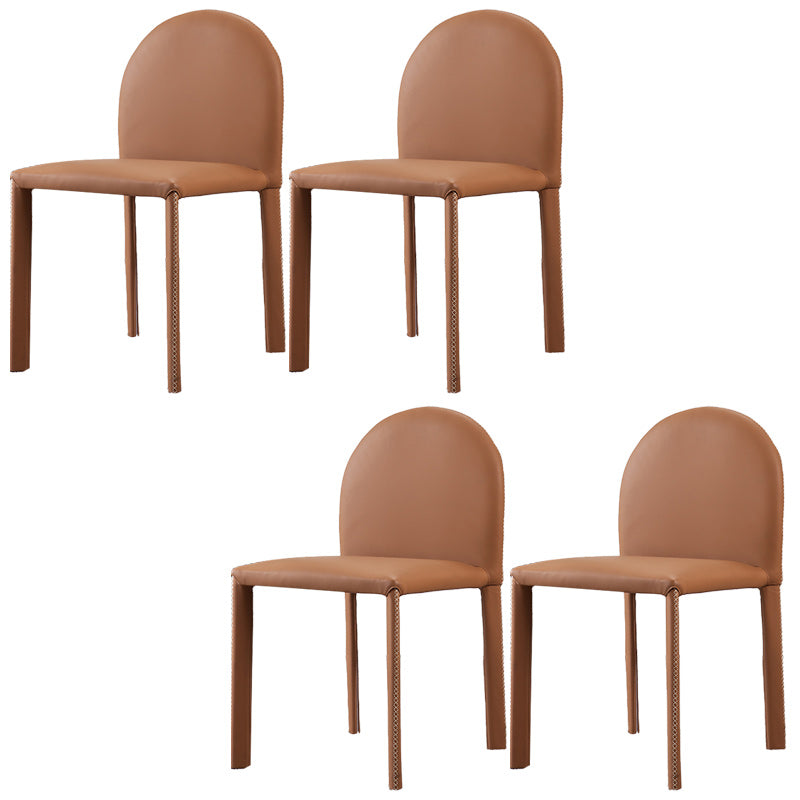 Minimalist Style Solid Back Armless Dining Chairs Leather Dining Chairs for Home