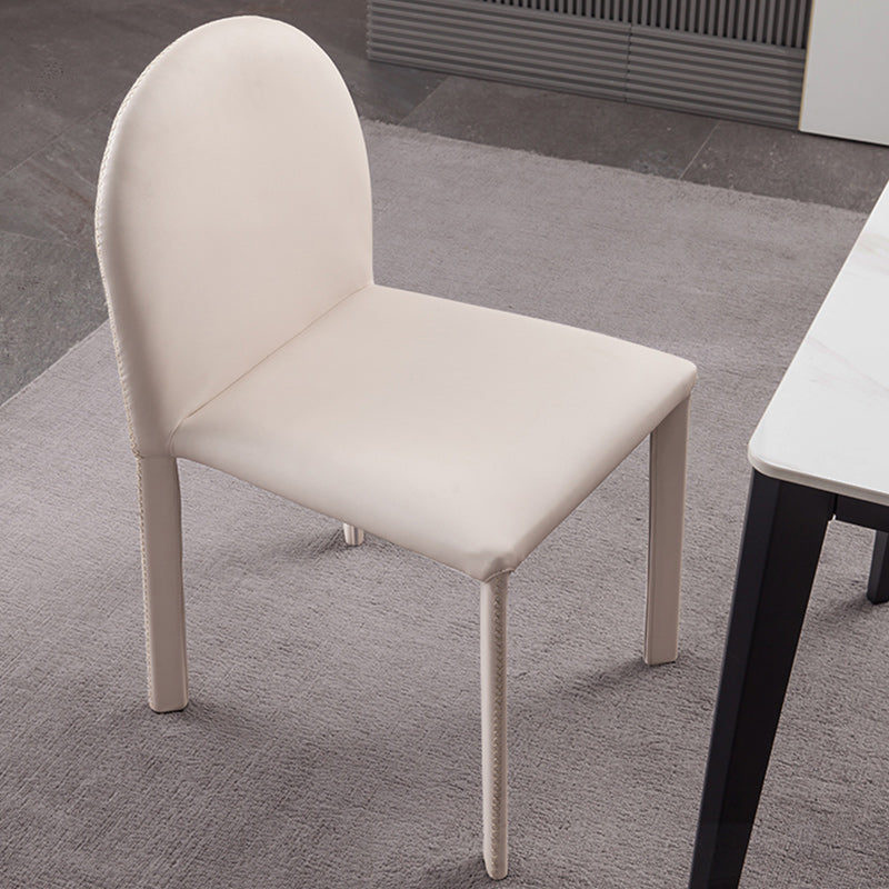 Minimalist Style Solid Back Armless Dining Chairs Leather Dining Chairs for Home
