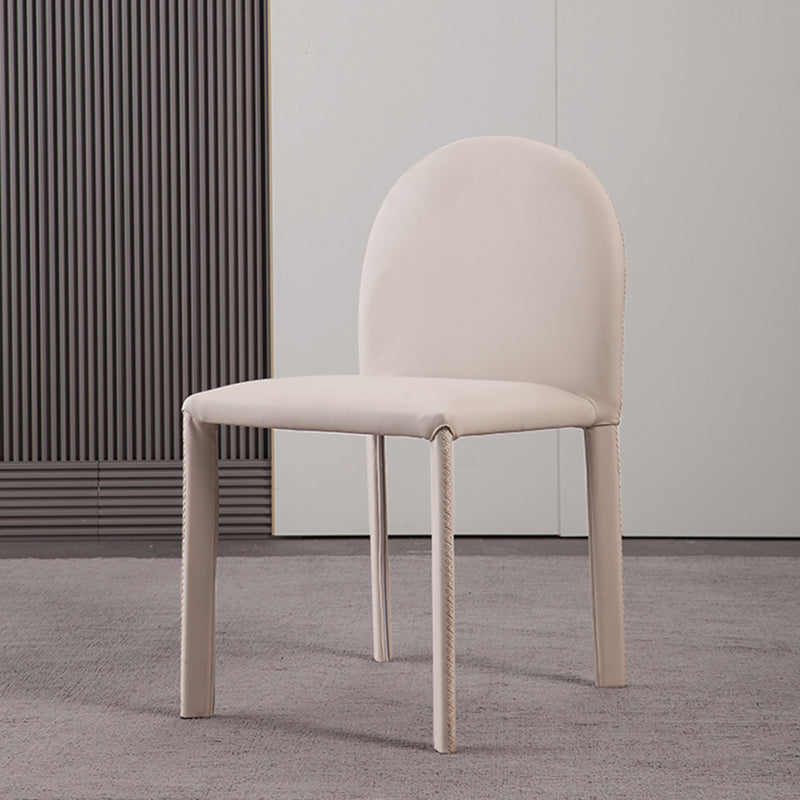 Minimalist Style Solid Back Armless Dining Chairs Leather Dining Chairs for Home