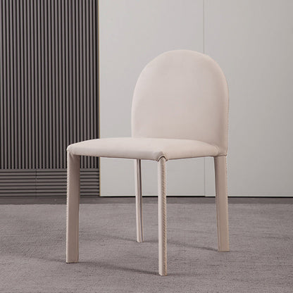 Minimalist Style Solid Back Armless Dining Chairs Leather Dining Chairs for Home
