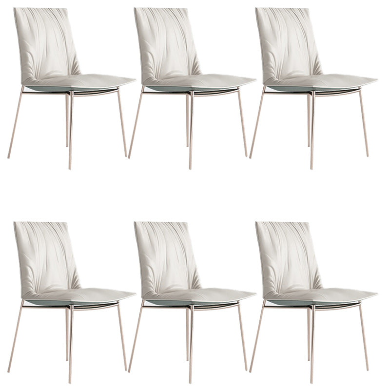 Scandinavian Leather Dining Chairs Solid Back Armless Dining Chairs
