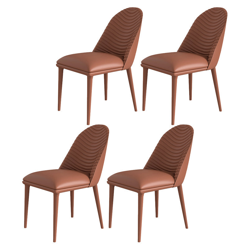 Contemporary Armless Solid Back Chairs Leather Dining Chair for Home Coffee 4 Piece Set Clearhalo 'Dining Chairs' 'Dining Tables & Seating' 'dining_chair' 'furn' 'furn_dining_chair' 'Furniture' 'Kitchen & Dining Furniture' 5217706