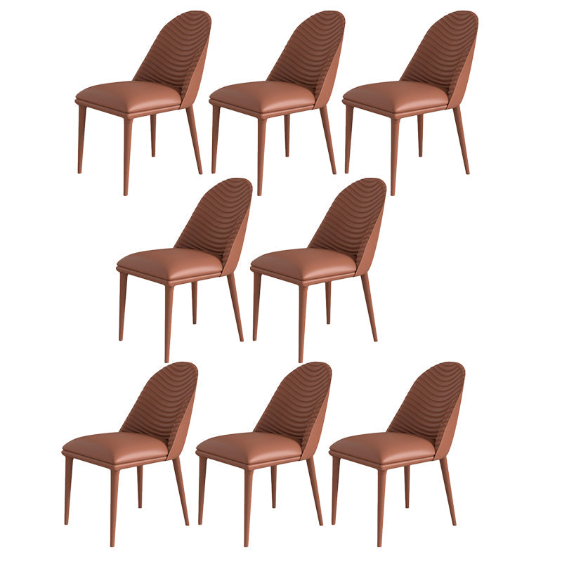 Contemporary Armless Solid Back Chairs Leather Dining Chair for Home Coffee 8 Piece Set Clearhalo 'Dining Chairs' 'Dining Tables & Seating' 'dining_chair' 'furn' 'furn_dining_chair' 'Furniture' 'Kitchen & Dining Furniture' 5217710