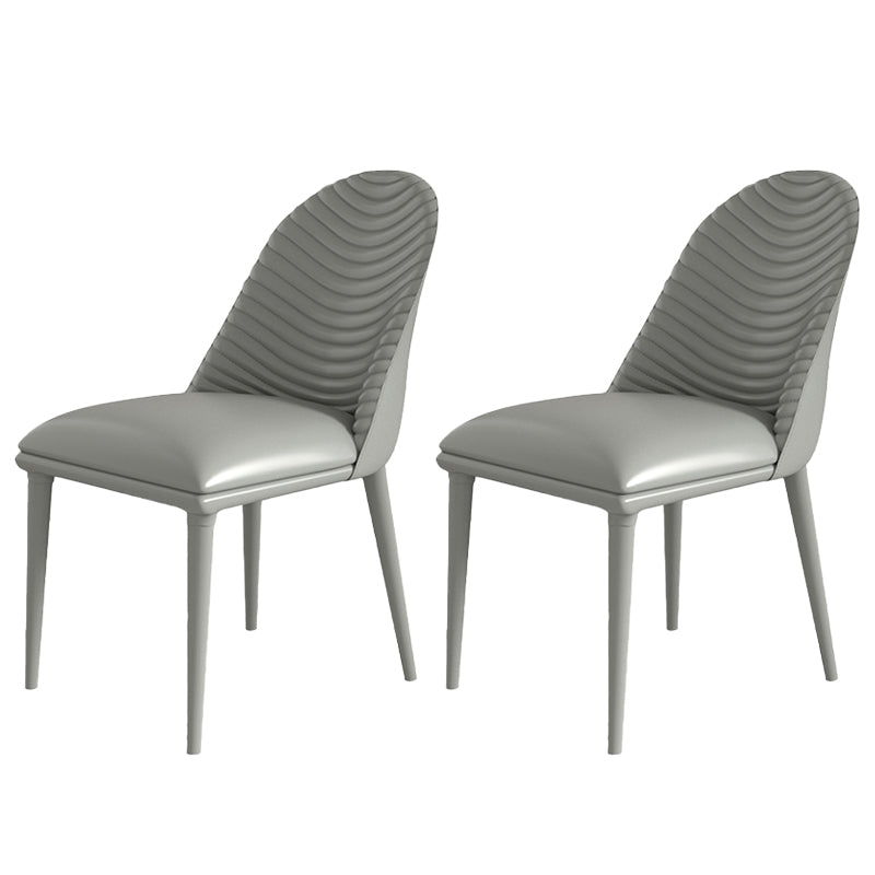 Contemporary Armless Solid Back Chairs Leather Dining Chair for Home Dark Gray 2 Piece Set Clearhalo 'Dining Chairs' 'Dining Tables & Seating' 'dining_chair' 'furn' 'furn_dining_chair' 'Furniture' 'Kitchen & Dining Furniture' 5217712