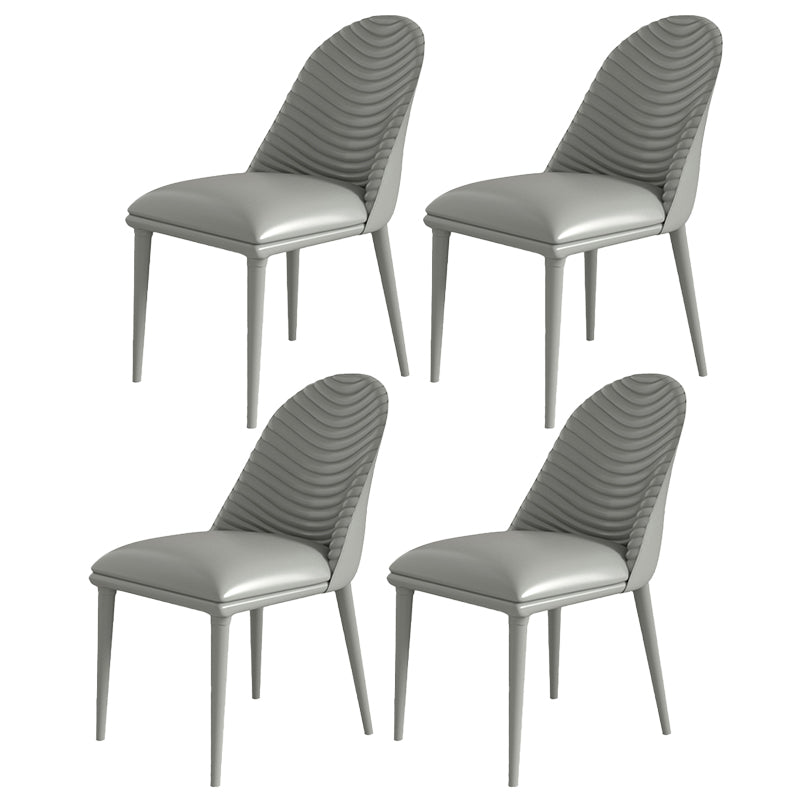 Contemporary Armless Solid Back Chairs Leather Dining Chair for Home Dark Gray 4 Piece Set Clearhalo 'Dining Chairs' 'Dining Tables & Seating' 'dining_chair' 'furn' 'furn_dining_chair' 'Furniture' 'Kitchen & Dining Furniture' 5217715