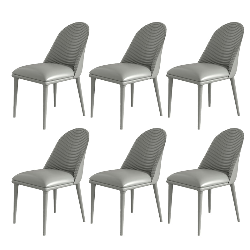 Contemporary Armless Solid Back Chairs Leather Dining Chair for Home Dark Gray 6 Piece Set Clearhalo 'Dining Chairs' 'Dining Tables & Seating' 'dining_chair' 'furn' 'furn_dining_chair' 'Furniture' 'Kitchen & Dining Furniture' 5217717