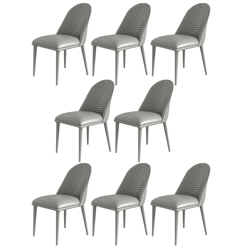 Contemporary Armless Solid Back Chairs Leather Dining Chair for Home Dark Gray 8 Piece Set Clearhalo 'Dining Chairs' 'Dining Tables & Seating' 'dining_chair' 'furn' 'furn_dining_chair' 'Furniture' 'Kitchen & Dining Furniture' 5217718