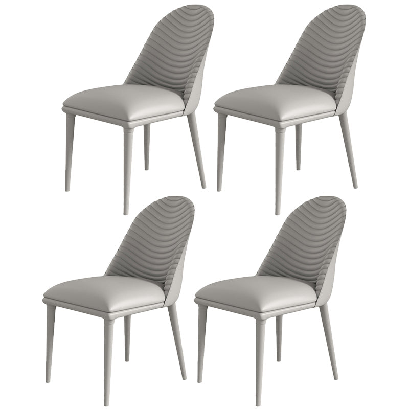 Contemporary Armless Solid Back Chairs Leather Dining Chair for Home Light Gray 4 Piece Set Clearhalo 'Dining Chairs' 'Dining Tables & Seating' 'dining_chair' 'furn' 'furn_dining_chair' 'Furniture' 'Kitchen & Dining Furniture' 5217730