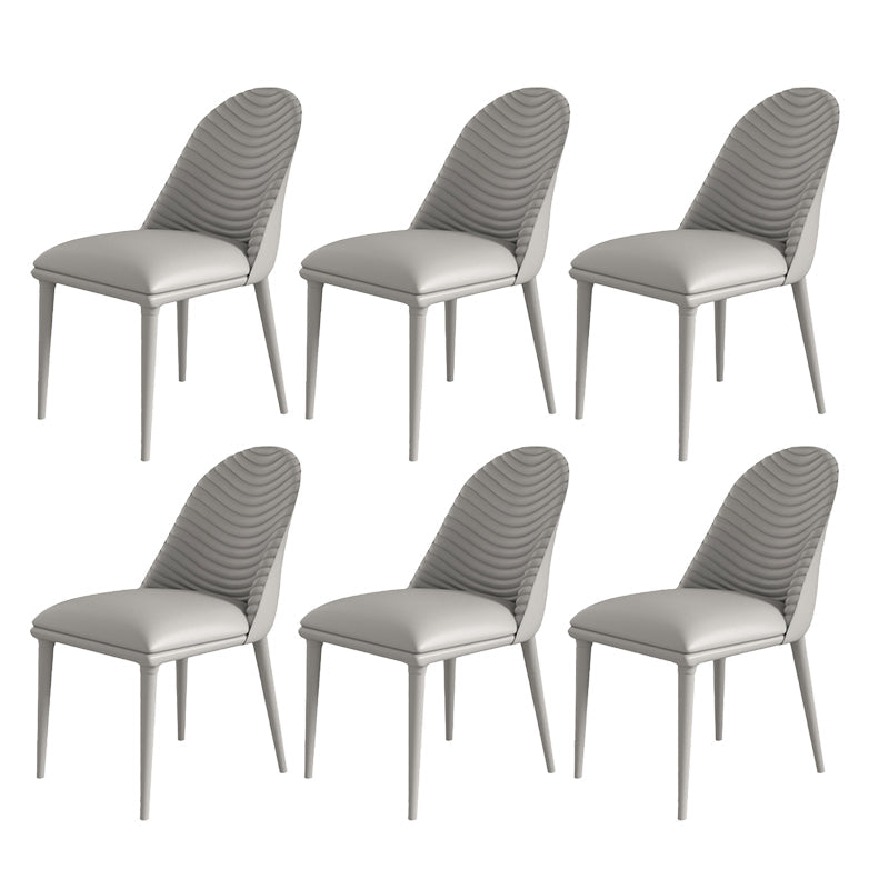 Contemporary Armless Solid Back Chairs Leather Dining Chair for Home Light Gray 6 Piece Set Clearhalo 'Dining Chairs' 'Dining Tables & Seating' 'dining_chair' 'furn' 'furn_dining_chair' 'Furniture' 'Kitchen & Dining Furniture' 5217732
