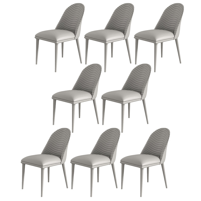 Contemporary Armless Solid Back Chairs Leather Dining Chair for Home Light Gray 8 Piece Set Clearhalo 'Dining Chairs' 'Dining Tables & Seating' 'dining_chair' 'furn' 'furn_dining_chair' 'Furniture' 'Kitchen & Dining Furniture' 5217733