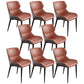 Industrial Style Arm Wingback Parsons Chairs Faux Leather Dining Chairs for Home